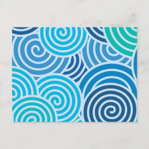 Moderne blaue Spiralmuster Postkarte