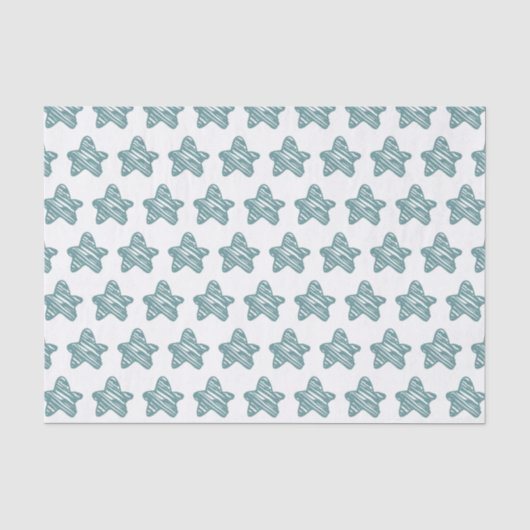 Moderne Blaue Stern-Skizzenmuster Seidenpapier (Vorderseite)