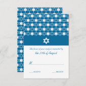 Moderne blaue Sterne der David Bar Mitzvah RSVP Ca (Vorne/Hinten)