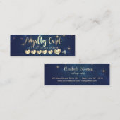 Moderne blaue Sterne Elegante Goldene Herzen Treuekarte (Vorne/Hinten)