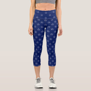 Moderne blaue Sterne Muster niedlich Capri Leggings