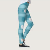 Moderne blaue Sterne und weiße Gärten Leggings (Rechts)