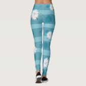 Moderne blaue Sterne und weiße Gärten Leggings (Rückseite)