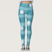 Moderne blaue Sterne und weiße Gärten Leggings (Vorderseite)