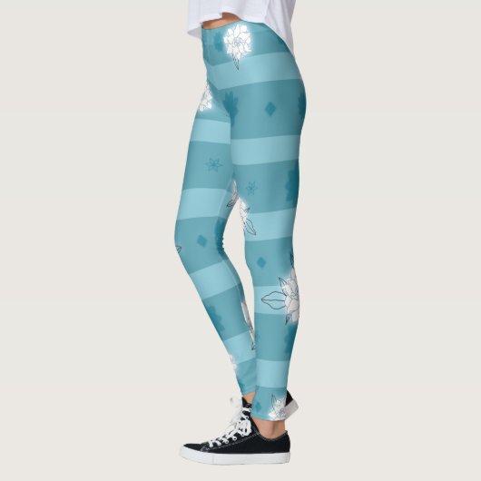 Moderne blaue Sterne und weiße Gärten Leggings (Links)