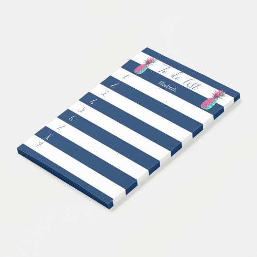 Moderne, blaue Streifen, Ananas, zu erzählen Post-it Klebezettel (angewinkelt)