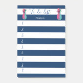 Moderne, blaue Streifen, Ananas, zu erzählen Post-it Klebezettel (Vorderseite)