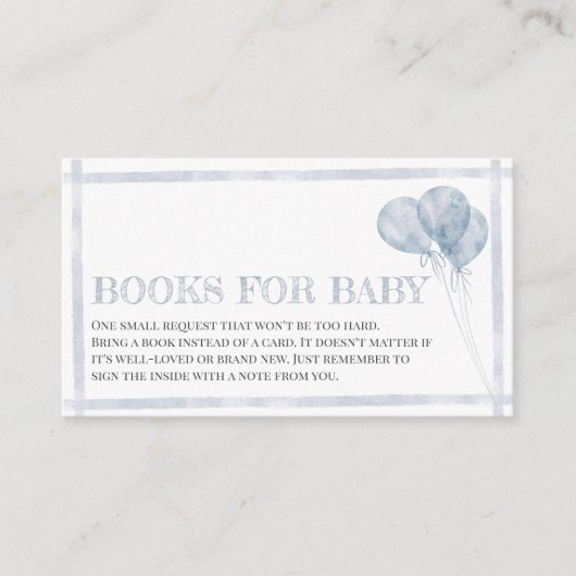 Moderne blaue Streifen Balloons Oh Boy Books for B Begleitkarte (Vorderseite)