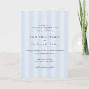 Moderne blaue Streifen elegante Hochzeit Einladung