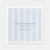 Moderne blaue Streifen elegante Hochzeit Serviette (Vorderseite)