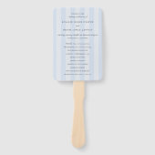 Moderne blaue Streifen Elegantes Hochzeitsprogramm Fächer (Vorderseite)