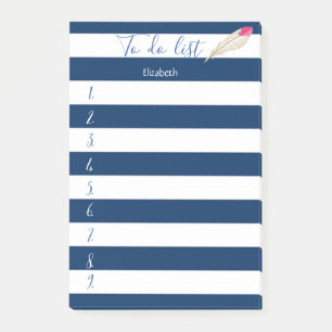 Moderne blaue Streifen, Feder, zu erledigen Post-it Klebezettel