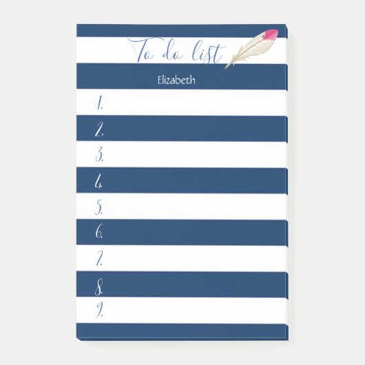 Moderne blaue Streifen, Feder, zu erledigen Post-it Klebezettel (Vorderseite)