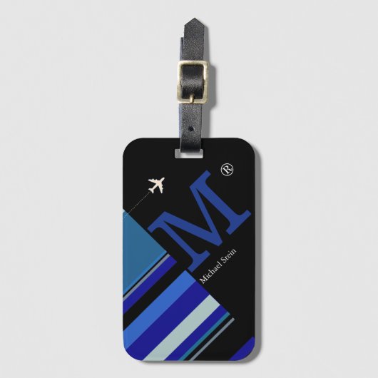 Moderne blaue Streifen für kundenspezifische Flugr Gepäckanhänger (Vorderseite Vertikal)