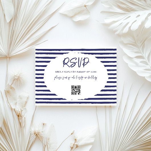 Moderne blaue Streifen Hochzeit RSVP Karte