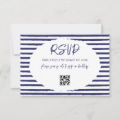 Moderne blaue Streifen Hochzeit RSVP Karte (Vorderseite)