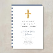 Moderne blaue Streifen kreuzen junge Erste Kommune Einladung