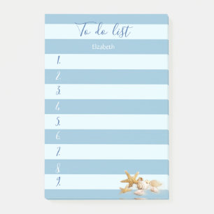 Moderne Blaue Streifen, Muscheln, To-Do-Liste Post-it Klebezettel