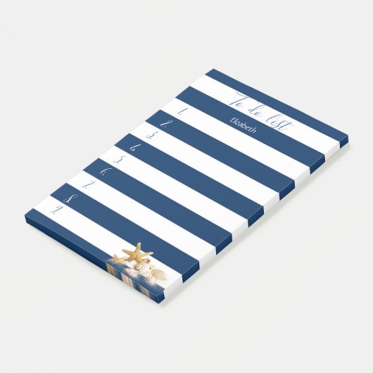 Moderne blaue Streifen, Muscheln, zu benennen Post-it Klebezettel (angewinkelt)