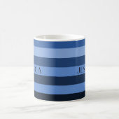 Moderne Blaue Streifen Muster Name Kaffeetasse (Mittel)