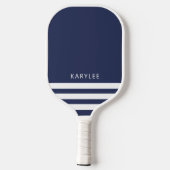 Moderne blaue Streifen Personalisiert Pickleball Schläger (Rückseite)