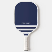 Moderne blaue Streifen Personalisiert Pickleball Schläger (Vorderseite)