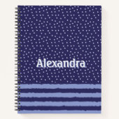 Moderne blaue Streifen und Punkte Personalisiert Notizblock (Vorderseite)