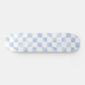 Moderne blaue Striche Schachbrettmuster Skateboard (Horizontal)