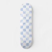 Moderne blaue Striche Schachbrettmuster Skateboard (Vorderseite)