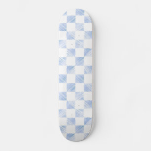 Moderne blaue Striche Schachbrettmuster Skateboard