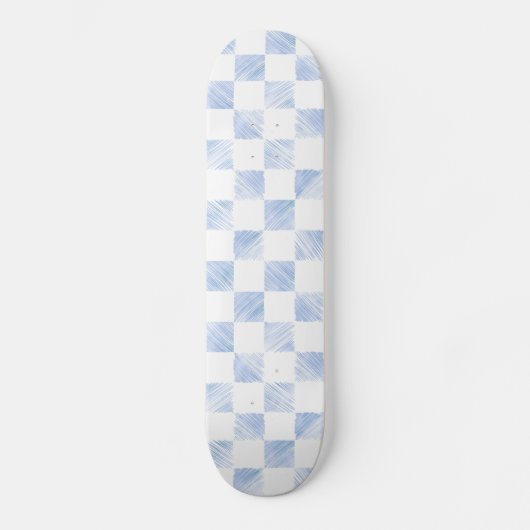 Moderne blaue Striche Schachbrettmuster Skateboard (Vorderseite)