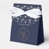 Moderne blaue String Lights Hochzeit Geschenkschachtel (Vorderseite)