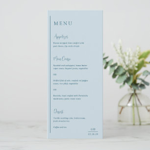 Moderne blaue stumme Hochzeit von Grace Menükarte