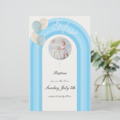 Moderne blaue Taufe Einladung mit benutzerdefinier (Stehend Vorderseite)