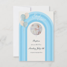 Moderne Blaue Taufe mit Custom Foto UAWG RSVP Karte