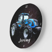Moderne blaue Traktorenhalterung Große Wanduhr (Winkel)