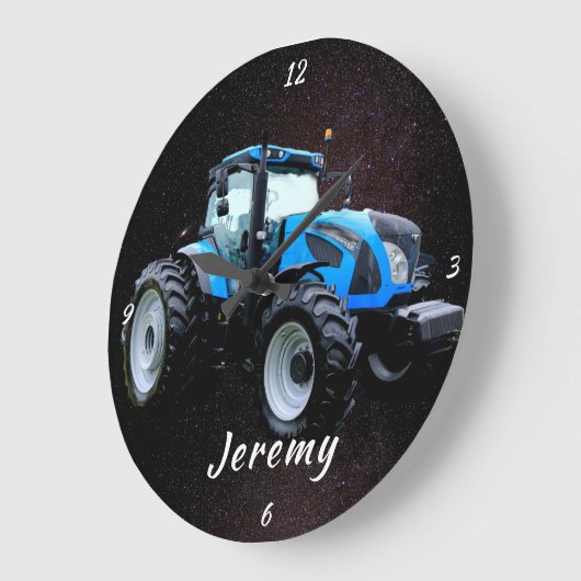 Moderne blaue Traktorenhalterung Große Wanduhr (Winkel)