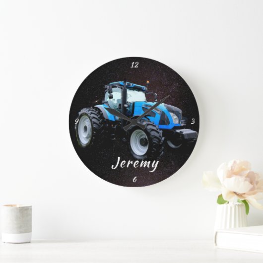 Moderne blaue Traktorenhalterung Große Wanduhr (Zuhause)