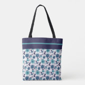 Moderne blaue türkisfarbene Blumenmuster - Tasche (Rückseite)