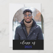 Moderne Blaue Typografie Arch Grad Bekanntgabe Einladung (Rückseite)