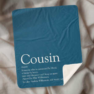 Moderne blaue typografische lustige Cousin-Zitat Sherpadecke