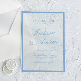 Moderne Blaue Umrandete Hochzeit - "Save the Date" Acryleinladungen