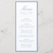 Moderne blaue Umrandung Hochzeit Menükarte (Vorderseite)