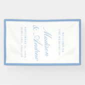 Moderne blaue Umrandung Hochzeitsbegrüßung Banner (Horizontal)