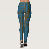 Moderne blaue und braune abstrakte Muster Leggings (Rückseite)