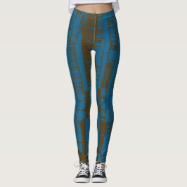 Moderne blaue und braune abstrakte Muster Leggings
