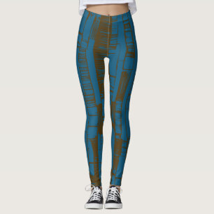 Moderne blaue und braune abstrakte Muster  Leggings