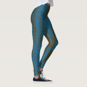 Moderne blaue und braune abstrakte Muster Leggings (Rechts)