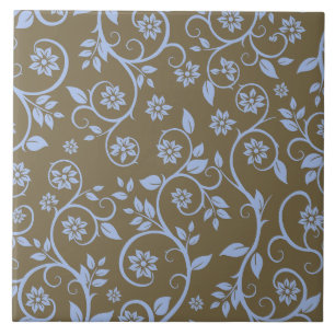 moderne blaue und braune Blumenelemente Fliese