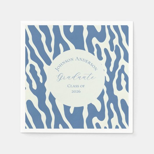 Moderne blaue und cremefarbene abstrakte Abschluss Serviette (Vorderseite)